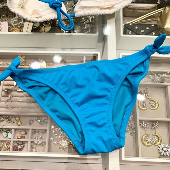 NWOT VS Blue Rhinestone Crystal Dot Triangle Bikini Side-Tie Bottoms Swim Set - Picture 10 of 14